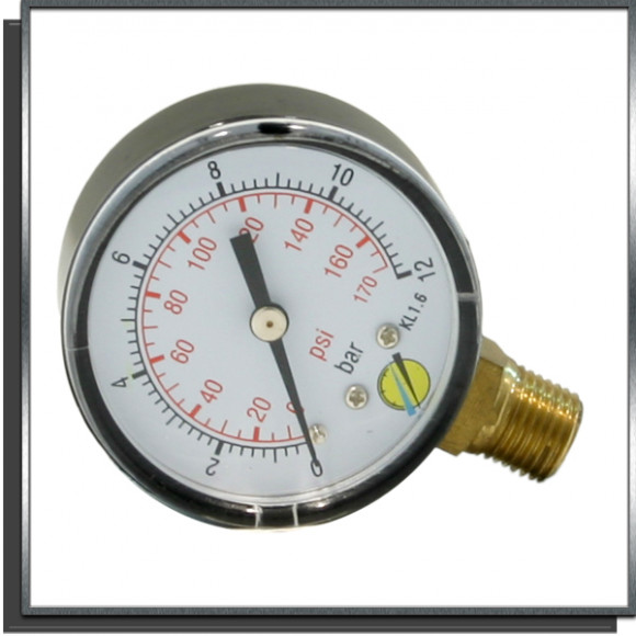 Manomètre 0-10 bar 1/4 m radial D 63 pour compresseur Lacme
